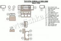Декоративные накладки салона Toyota Corolla 2003-2008 Соответствие OEM